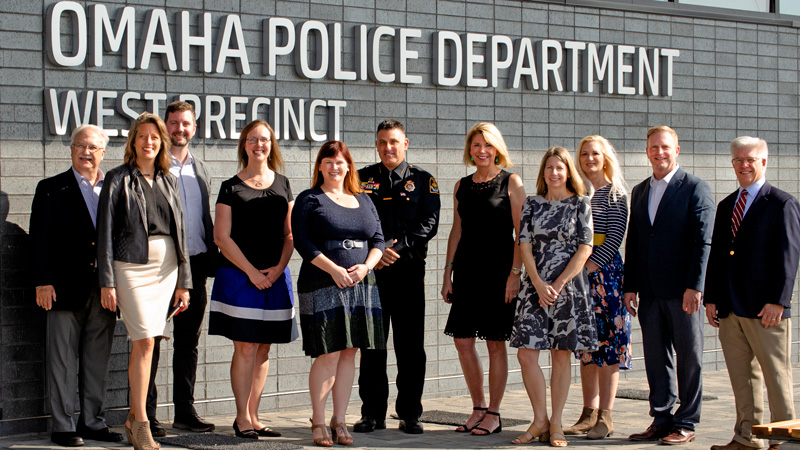 Architects from LEO A DALY and Omaha Mayor Jean Stothard celebrate Omaha police west precinct opening