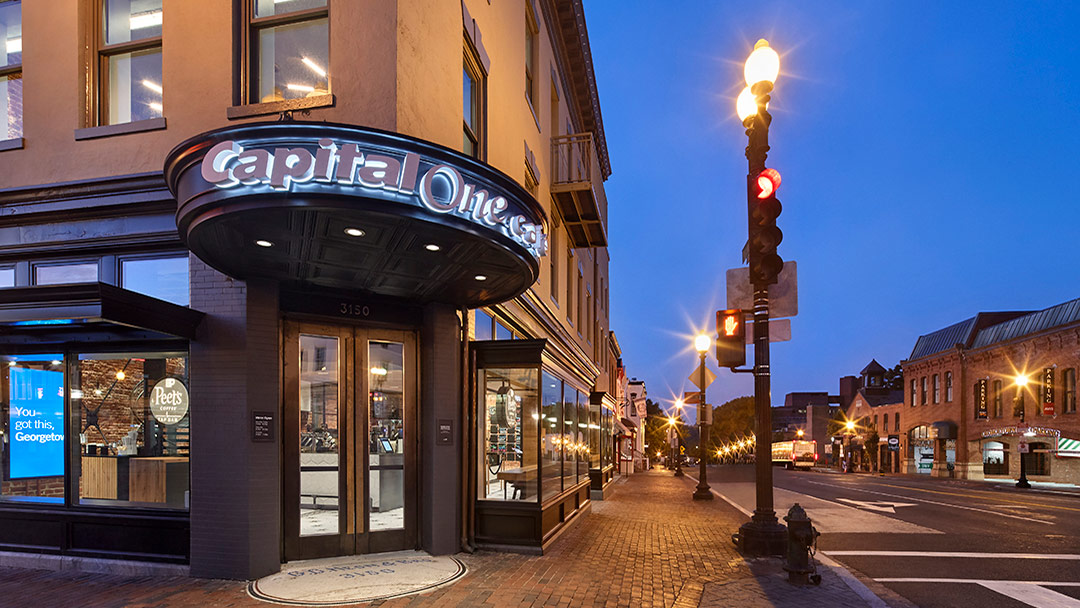 capital one bank cafe exterior close up