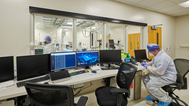 Control room of a cardiac lab at St. John's Hospital